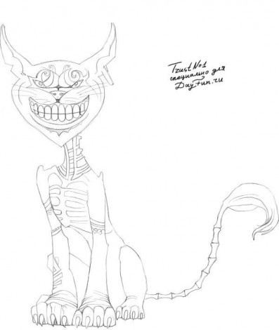 Как нарисовать Чеширского кота карандашом поэтапно?