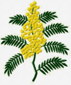 Мимозу, веточку мимозы как вышить крестиком на 8 марта? Схемы где найти?