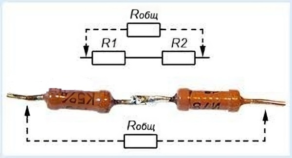 Чему равно общее сопротивление участка цепи, если R₁=R₂=4 Ом, R₃=R₄=6 Ом?