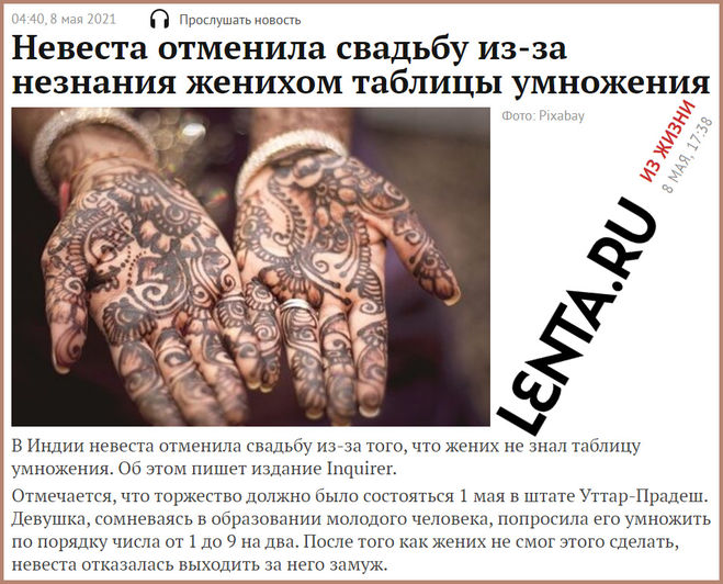 Таблица умножения и свадьба