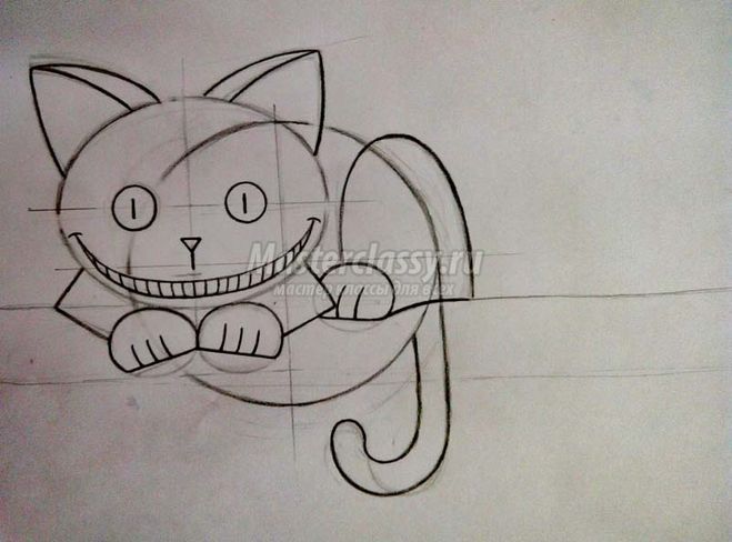 Как нарисовать Чеширского кота карандашом поэтапно?