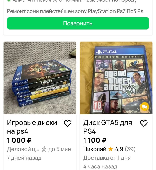 Сколько стоят диски для игровой приставки PS4?